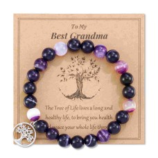 Grandma Gifts, Gifts for Grandma Tree of Life Bracelet Grandma Birthday Gifts for Grandma Grandmother LE001-purple