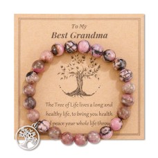 Grandma Gifts, Gifts for Grandma Tree of Life Bracelet Grandma Birthday Gifts for Grandma Grandmother LE001-redbean