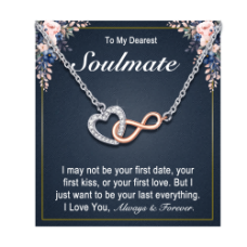 Gifts for Girlfriend, Christmas Best Valentines Day Birthday Gifts for Her Soulmate Romantic Love Necklace for Girlfriend-L0003-soulmate-a